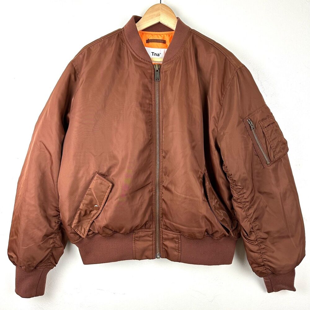 Aritzia TNA Tahoe Bomber Jacket Goose Down Cognac‎ Brown Size Medium